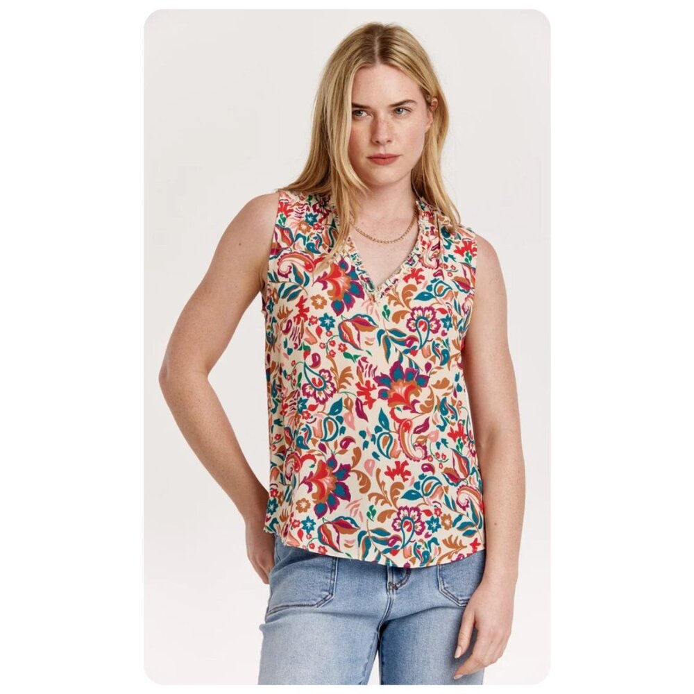 !! Tabitha Webb Floral Sleeveless V-Neck Dress sz US S